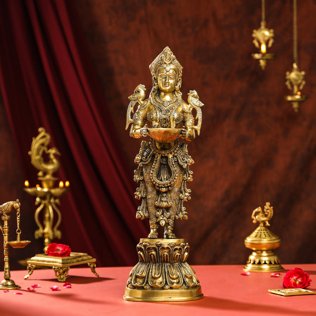 Brass Standing Deep Lakshmi Idol (17 Inch) Vedansh Craft