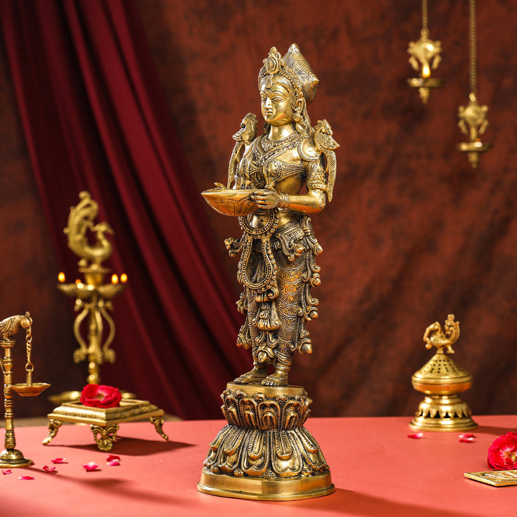 Brass Deep Standing Lakshmi Idol (20 Inch) Vedansh Craft
