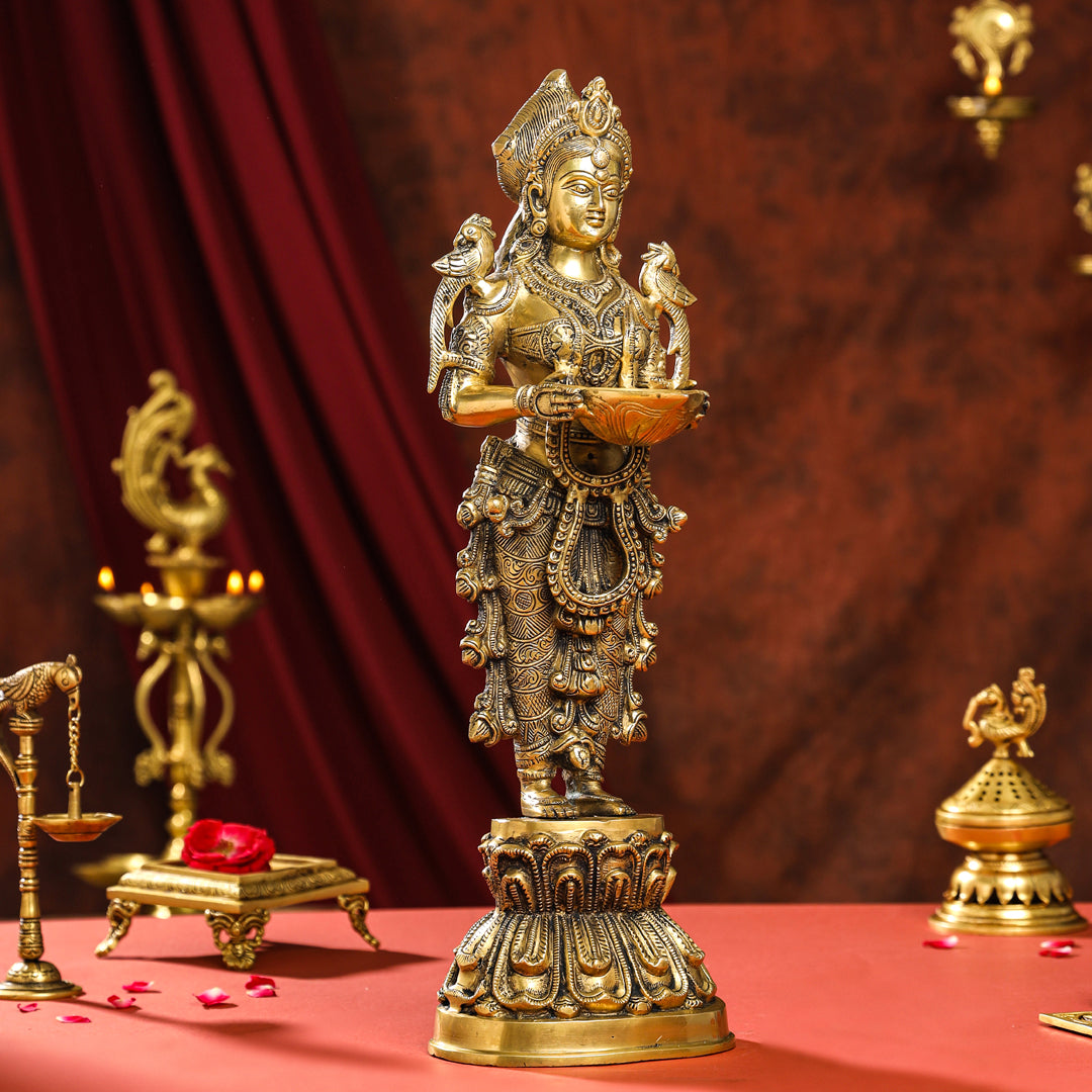 Brass Standing Deep Lakshmi Idol (17 Inch) Vedansh Craft