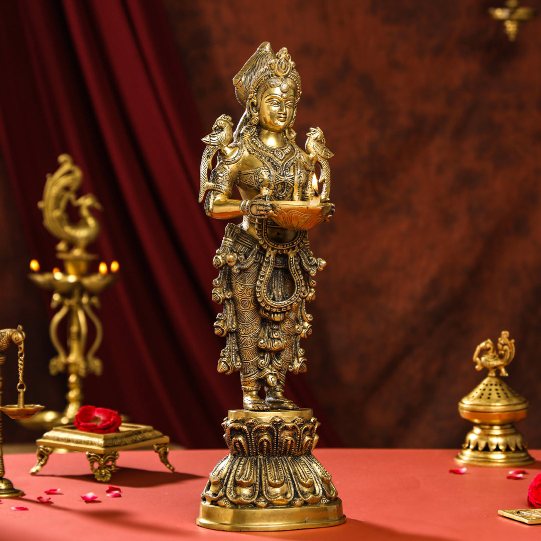 Brass Deep Standing Lakshmi Idol (20 Inch) Vedansh Craft
