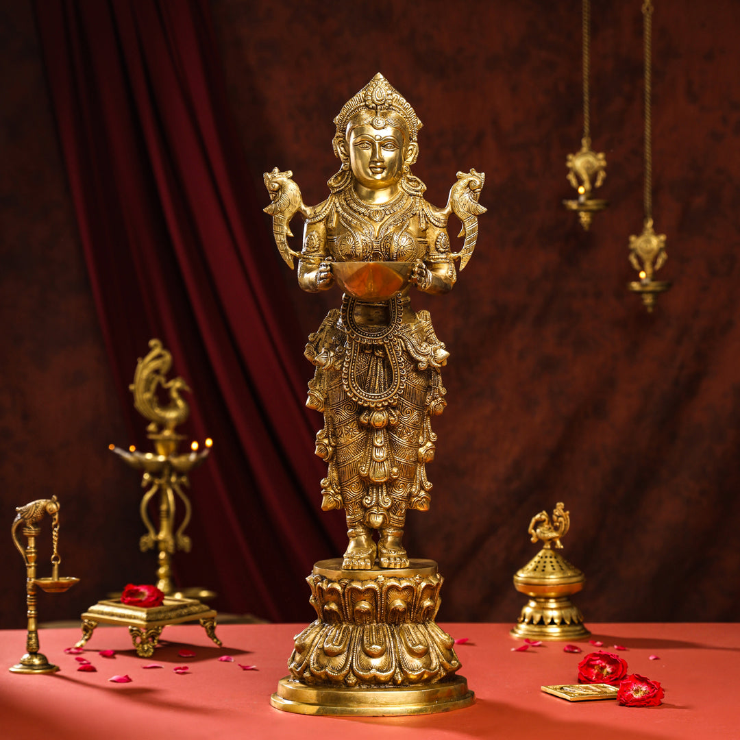 Brass Standing Deep Lakshmi Idol Vedansh Craft