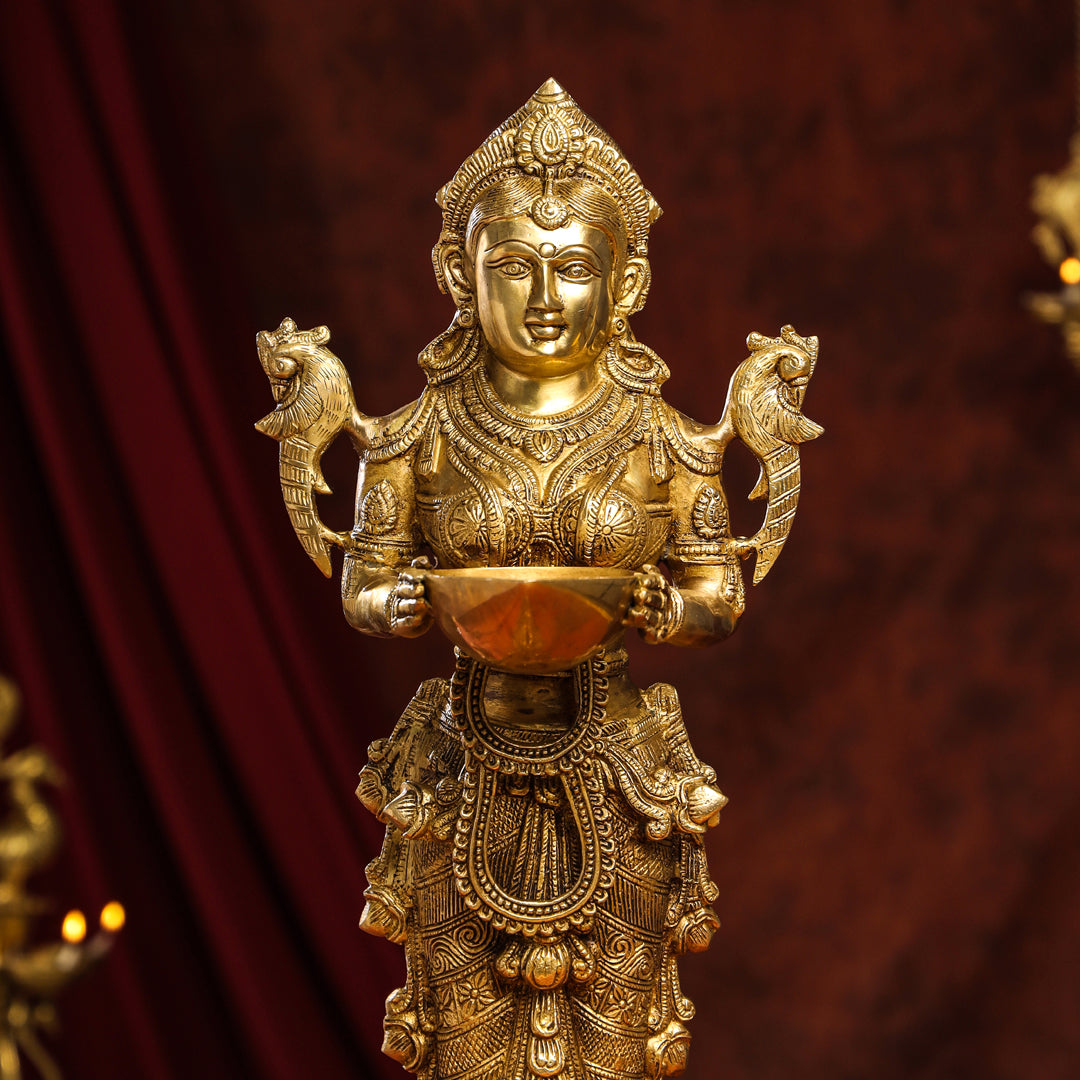 Brass Standing Deep Lakshmi Idol Vedansh Craft
