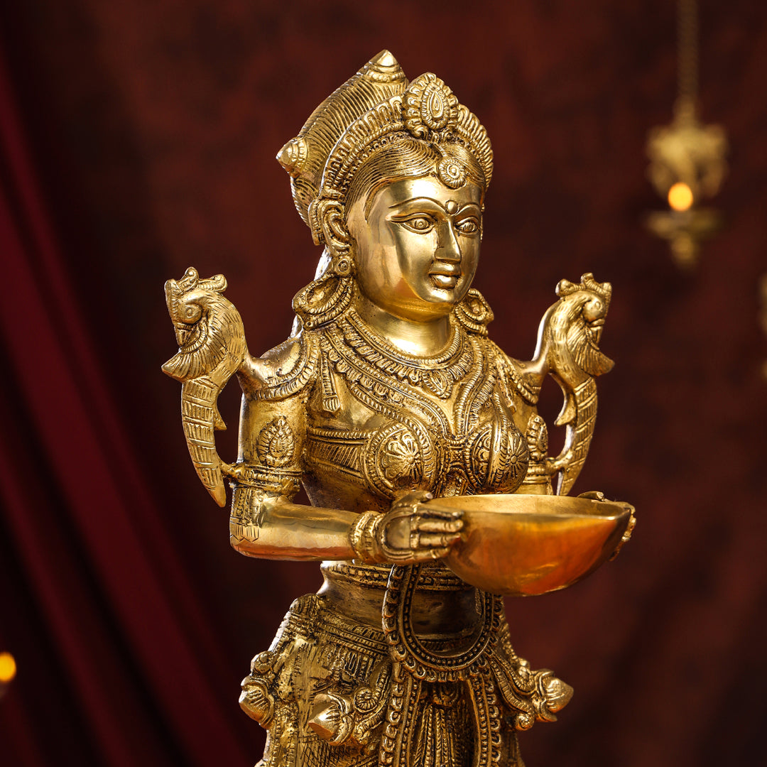 Brass Standing Deep Lakshmi Idol Vedansh Craft