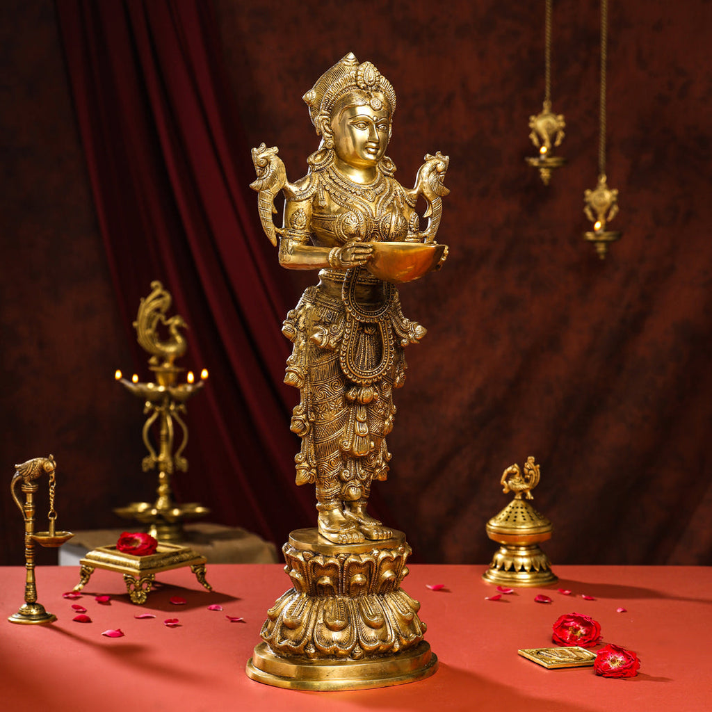 Brass Standing Deep Lakshmi Idol Vedansh Craft