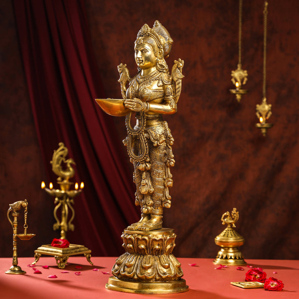 Brass Standing Deep Lakshmi Idol Vedansh Craft