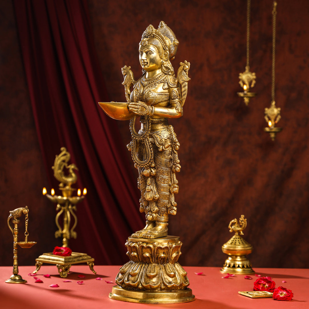 Brass Standing Deep Lakshmi Idol Vedansh Craft