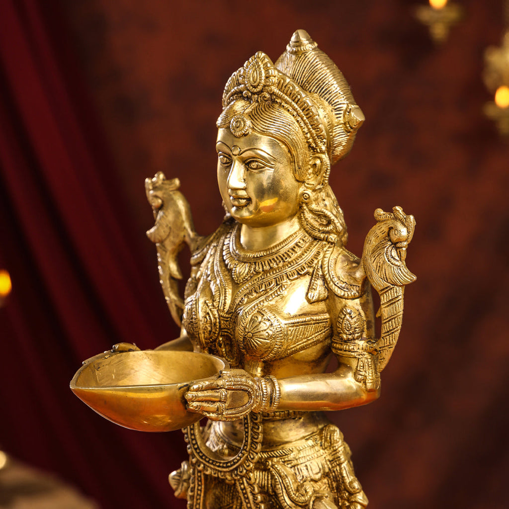 Brass Standing Deep Lakshmi Idol Vedansh Craft