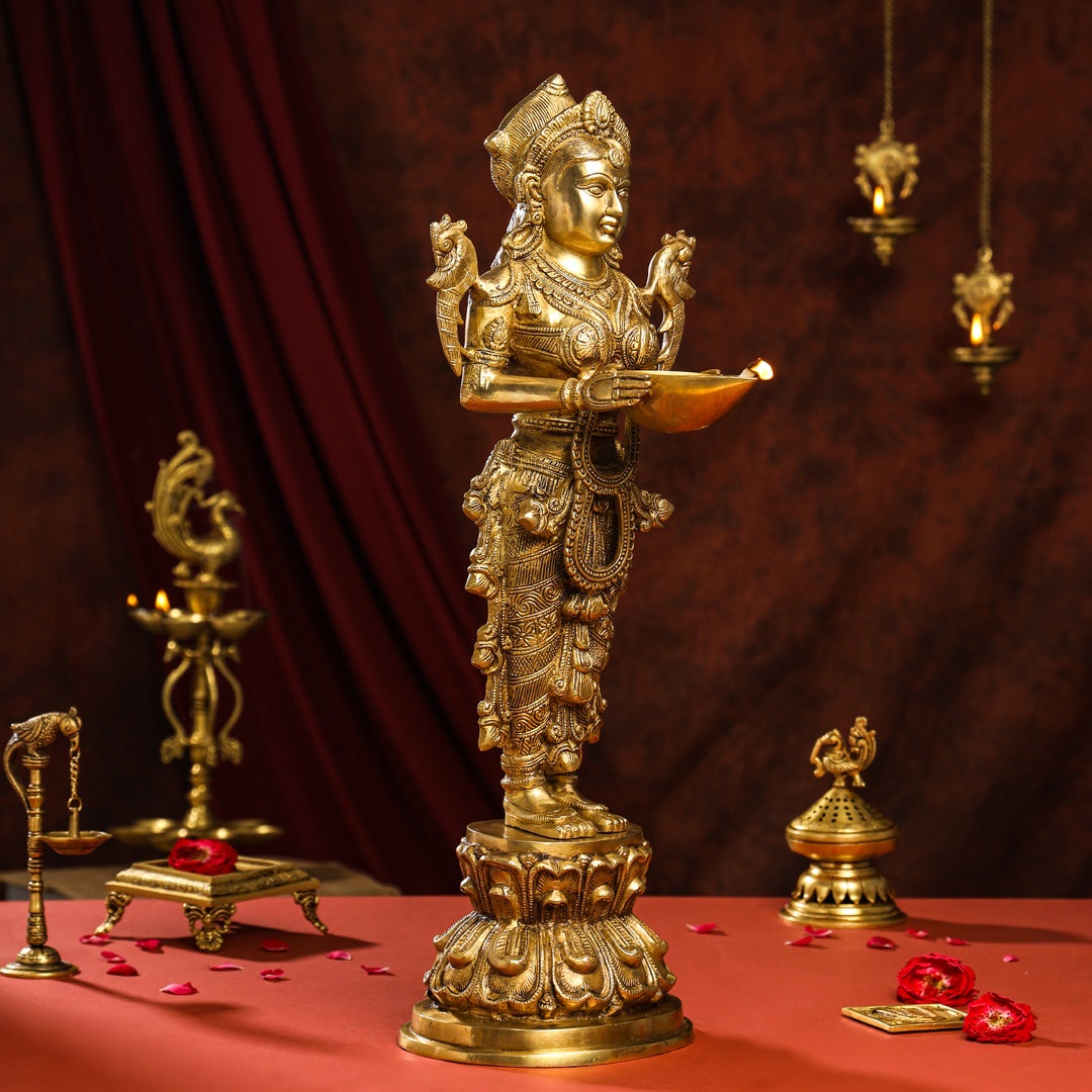 Brass Standing Deep Lakshmi Idol Vedansh Craft