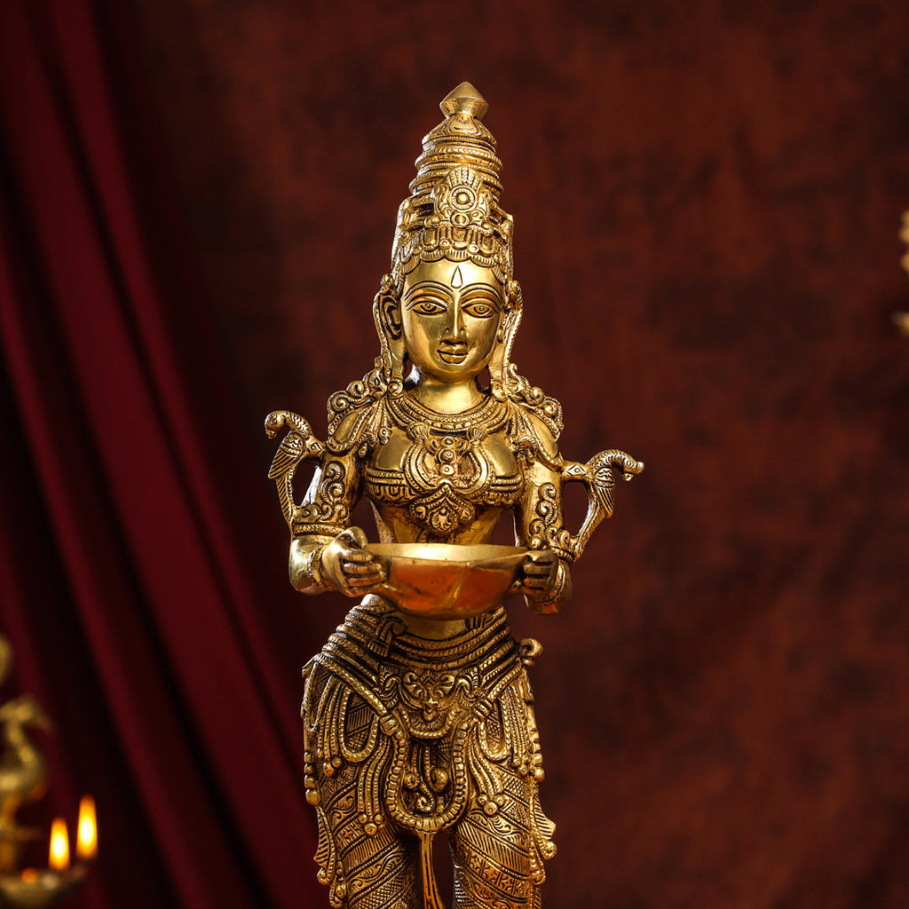 Brass Superfine Deep Standing Lakshmi Idol (24 Inch) Vedansh Craft