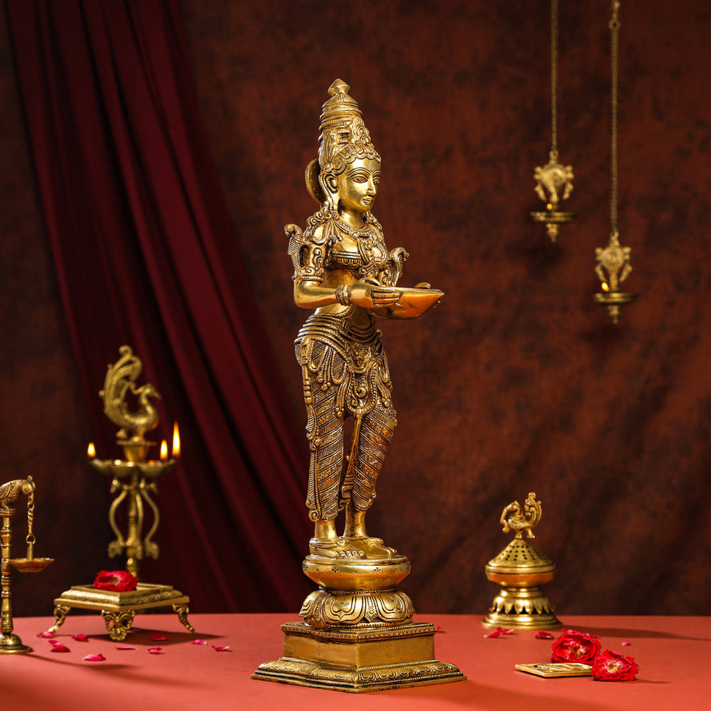 Brass Superfine Deep Standing Lakshmi Idol (24 Inch) Vedansh Craft
