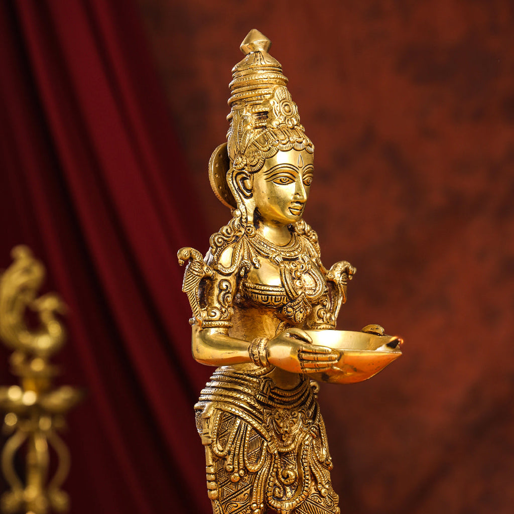 Brass Superfine Deep Standing Lakshmi Idol (24 Inch) Vedansh Craft