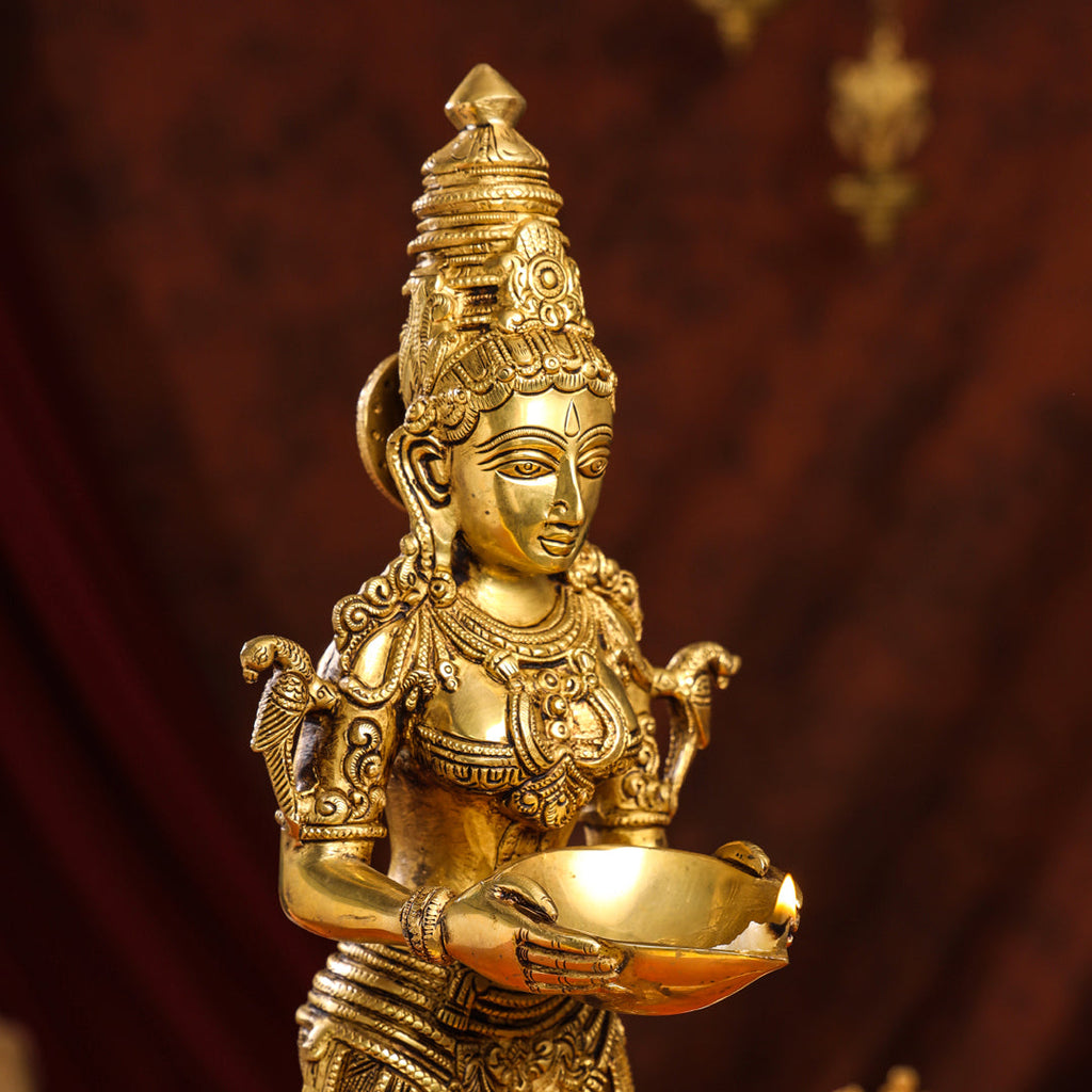 Brass Superfine Deep Standing Lakshmi Idol (24 Inch) Vedansh Craft