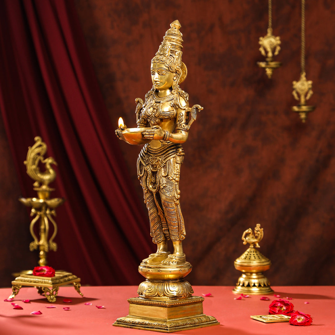 Brass Superfine Deep Standing Lakshmi Idol (24 Inch) Vedansh Craft