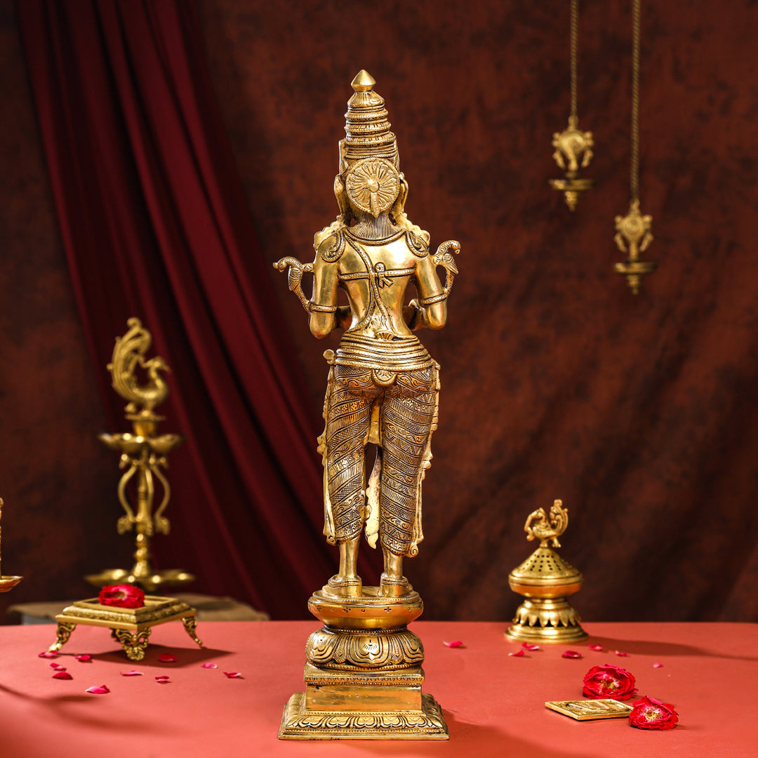 Brass Superfine Deep Standing Lakshmi Idol (24 Inch) Vedansh Craft
