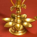 Brass Twelve Petal Peacock Long Lamp (20 Inch) Vedansh Craft