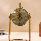 Brass Table Clock With Compass (5 Inch) Vedansh Craft