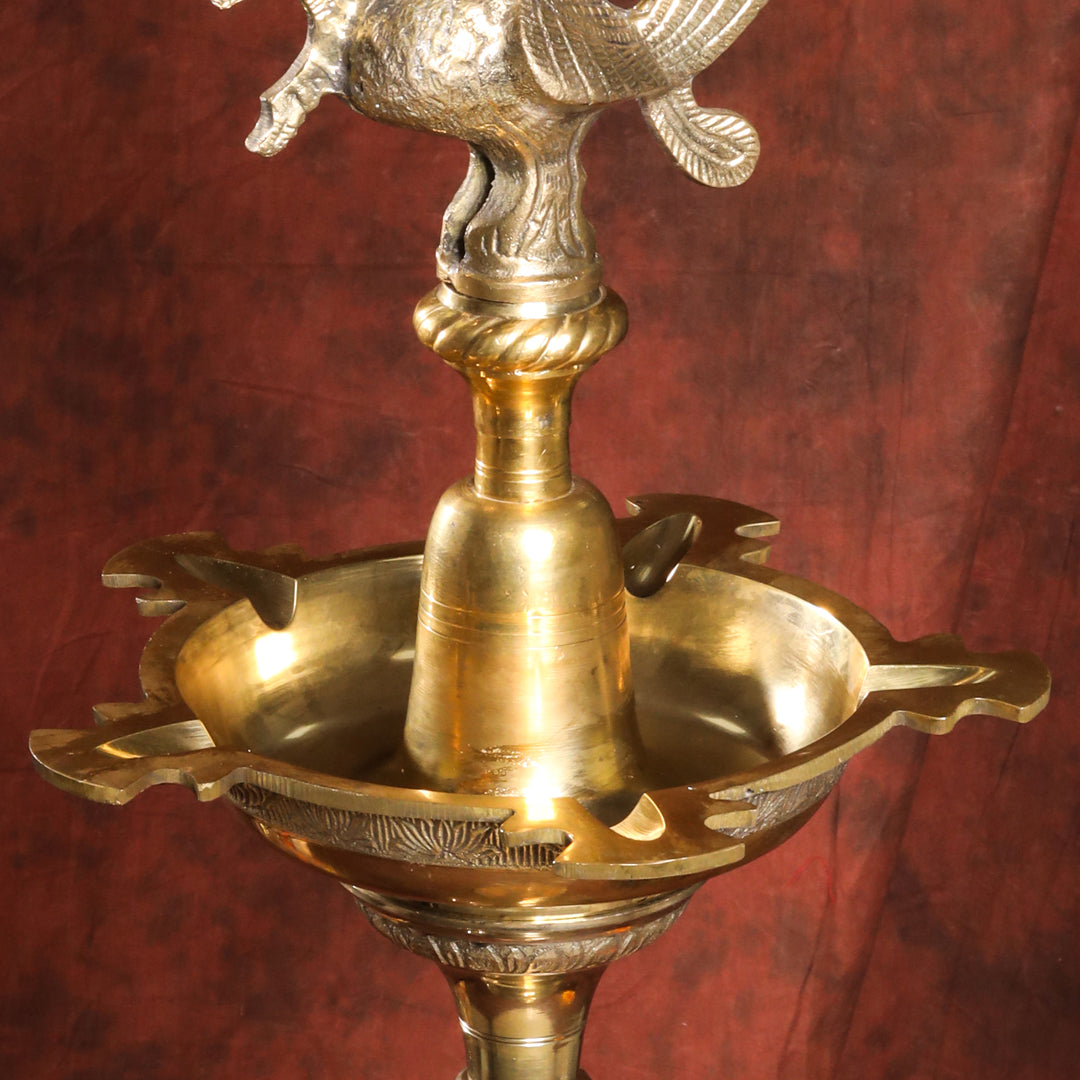 Brass Peacock Mahabharat/Samai Lamp (65 Inch) Vedansh Craft
