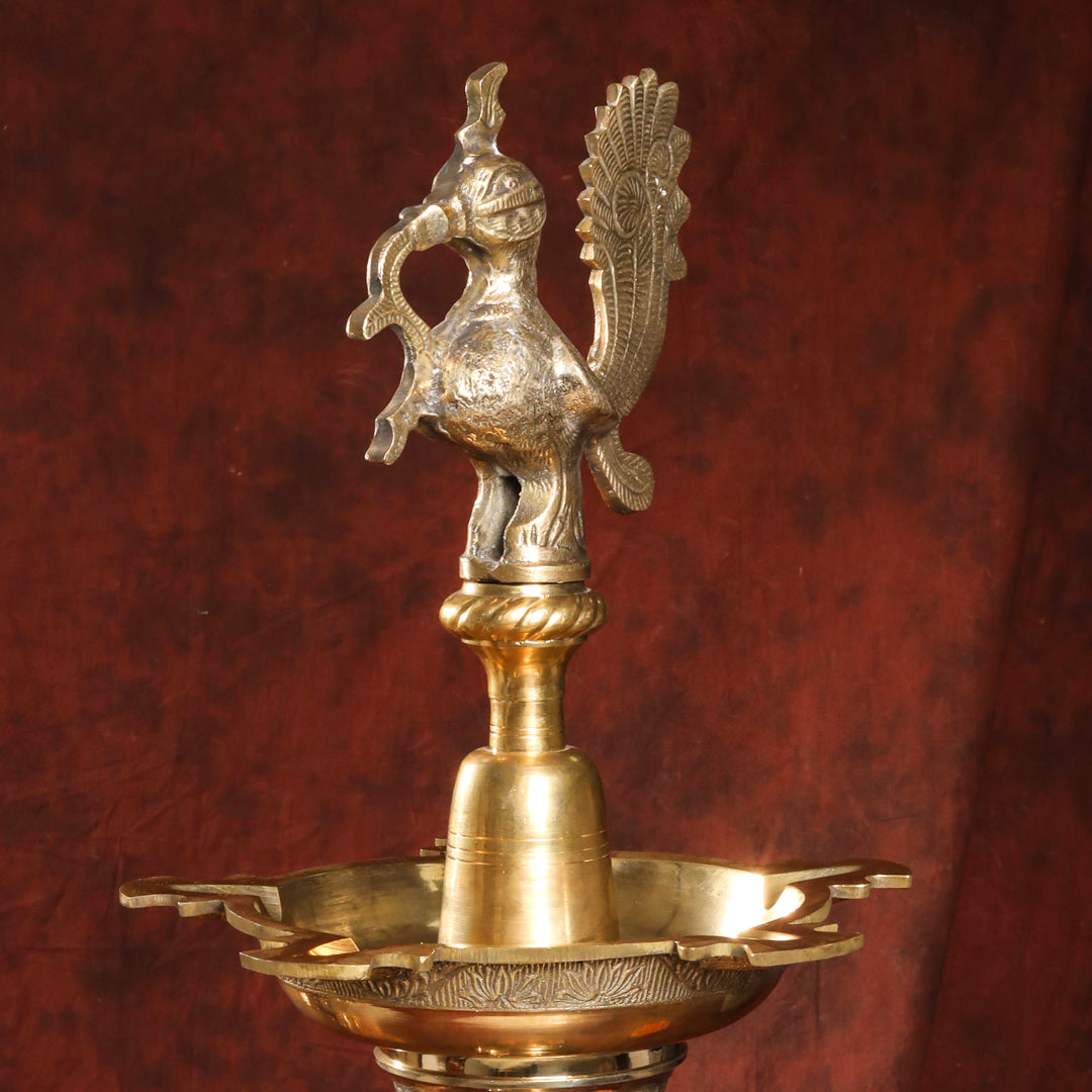 Brass Peacock Mahabharat/Samai Lamp (65 Inch) Vedansh Craft