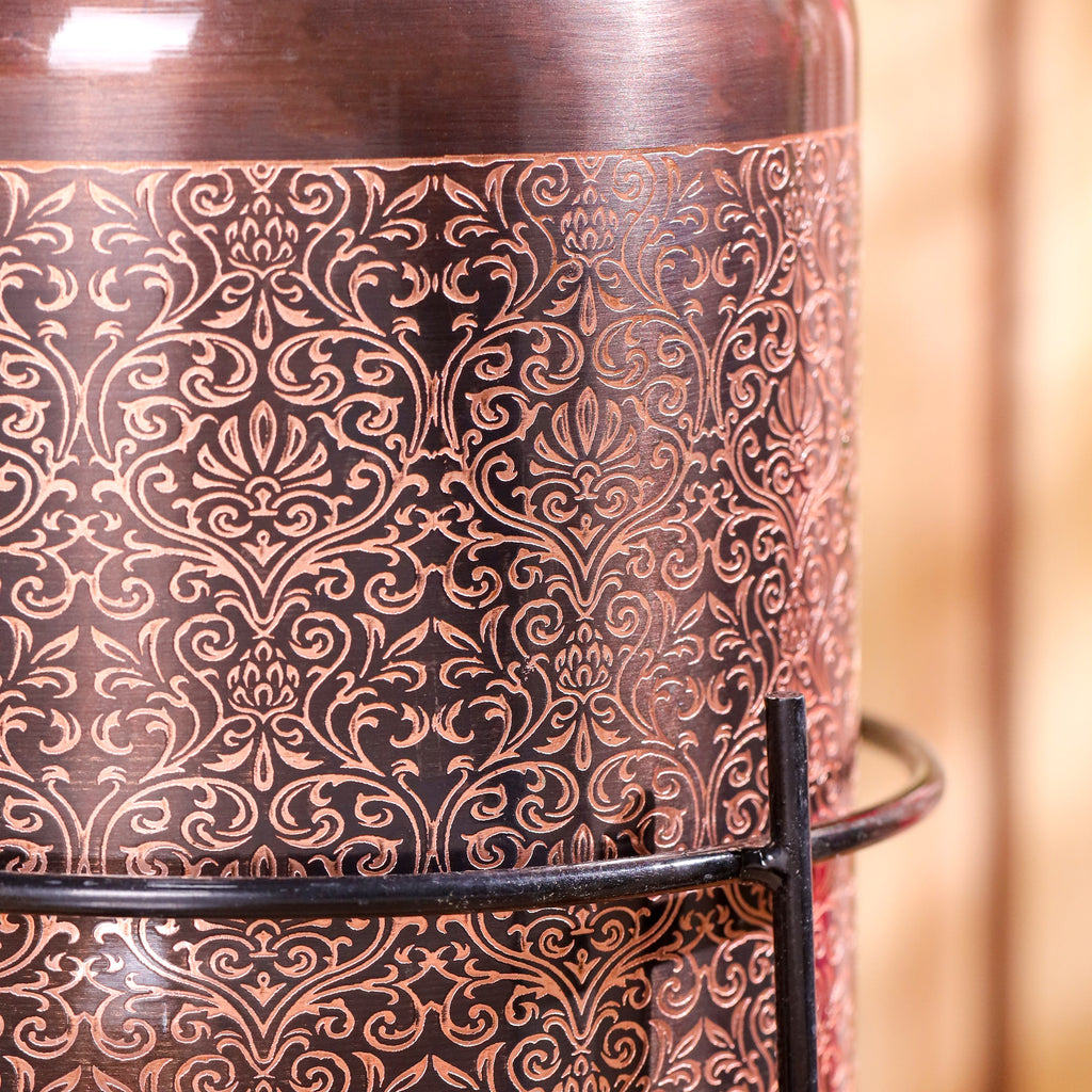 Copper Premium Water Dispenser with Glass & Stand (12 Inch) Vedansh Craft
