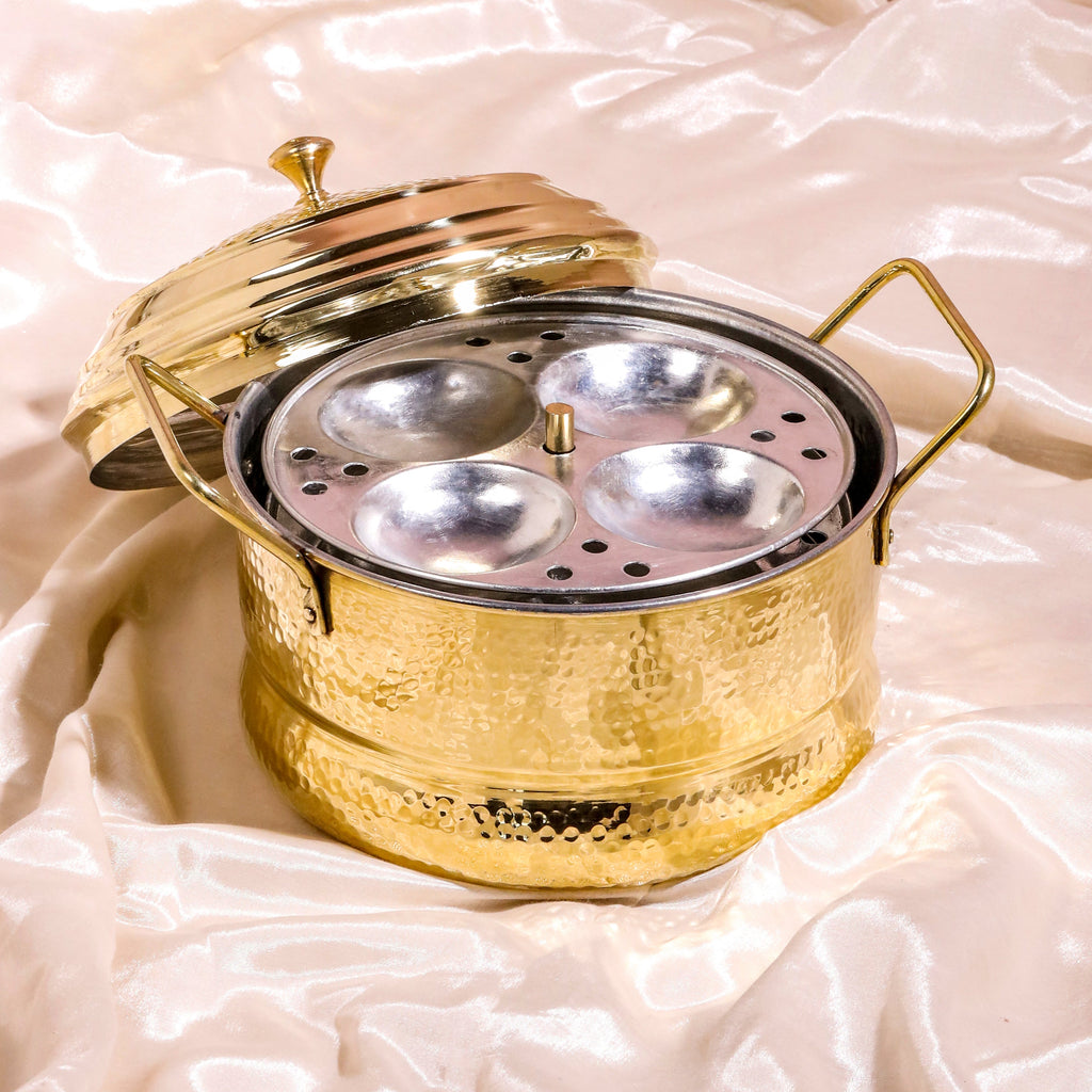 Brass Idli Cooker/Maker 16 Pits (4 Plates) (8 Inch) Vedansh Craft