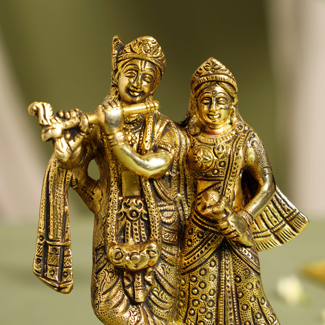 Brass Standing Radha Krishna Idol (7 Inch) Vedansh Craft