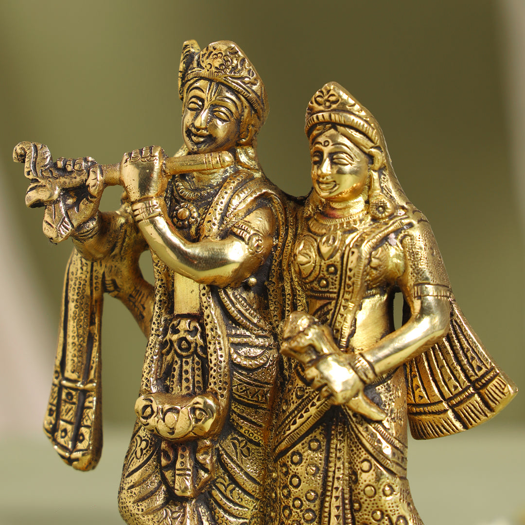 Brass Standing Radha Krishna Idol (7 Inch) Vedansh Craft