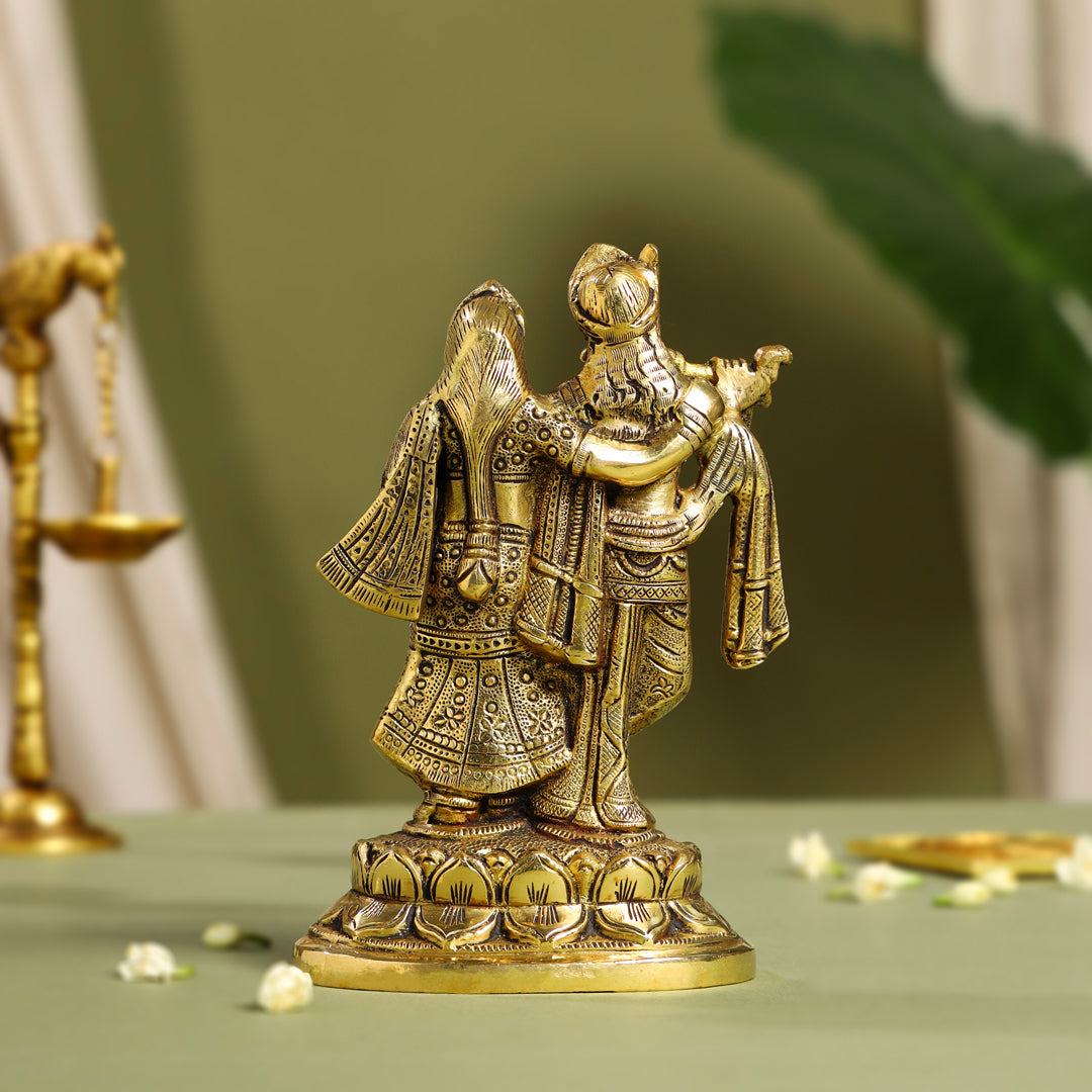 Brass Standing Radha Krishna Idol (7 Inch) Vedansh Craft