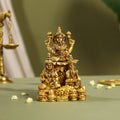 Brass Sitting Lakshmi, Kuber Statue With Chitralekha (6.2 Inch) Vedansh Craft