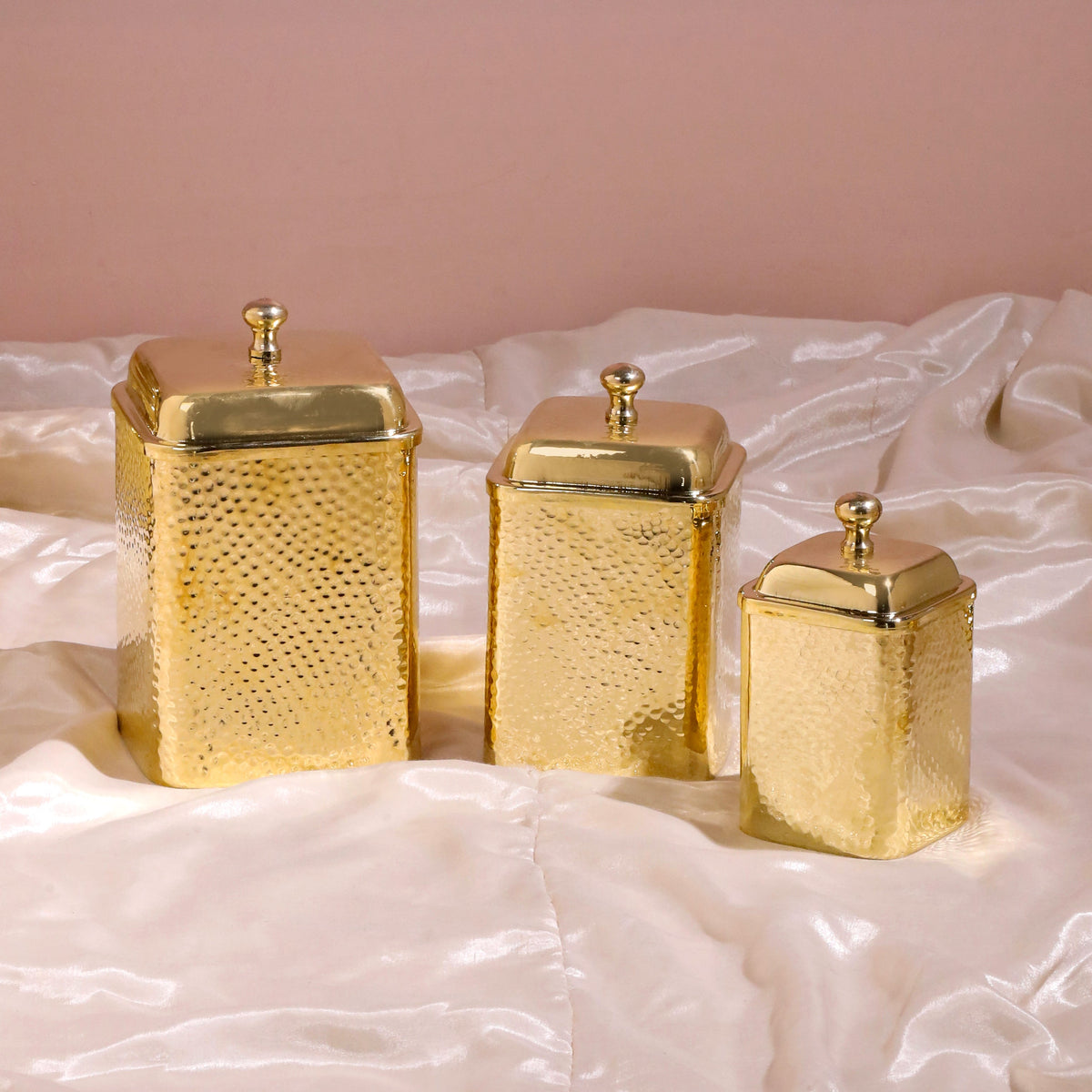 Brass Hammered Containers Set Vedansh Craft