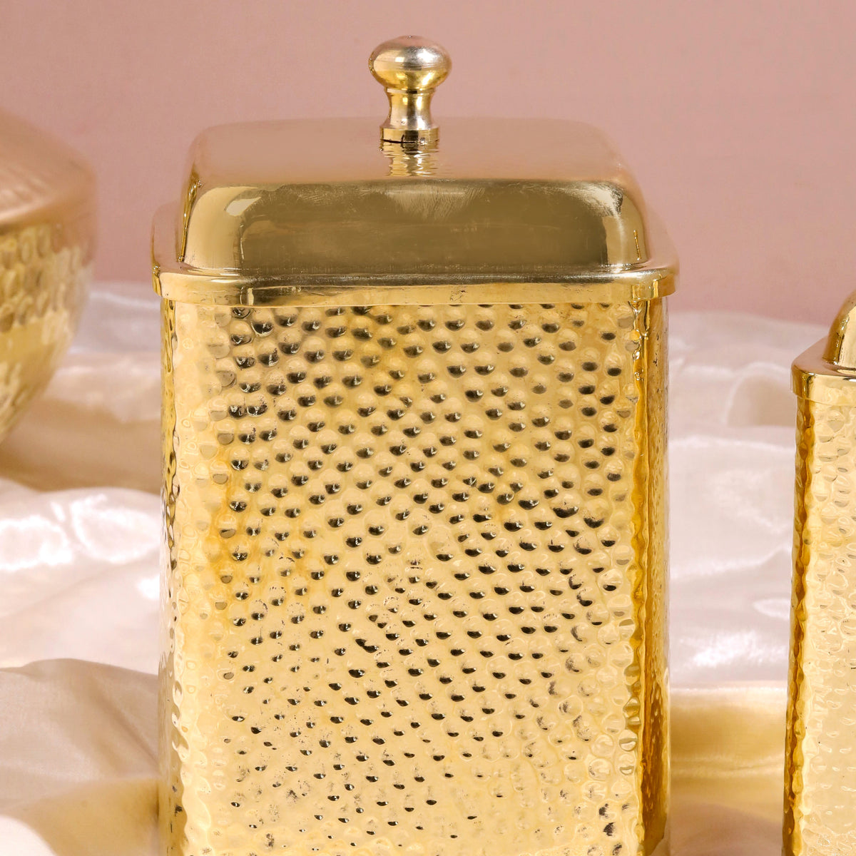 Brass Hammered Containers Set Vedansh Craft