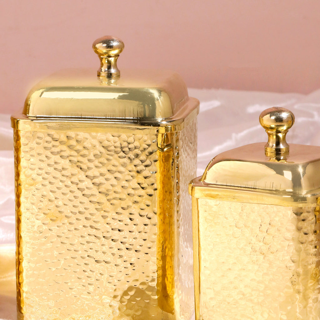 Brass Hammered Containers Set Vedansh Craft