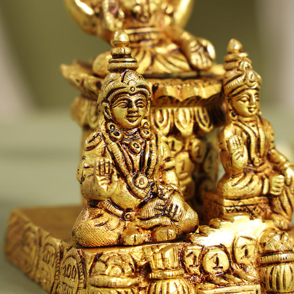 Brass Sitting Lakshmi, Kuber Statue With Chitralekha (6.2 Inch) Vedansh Craft