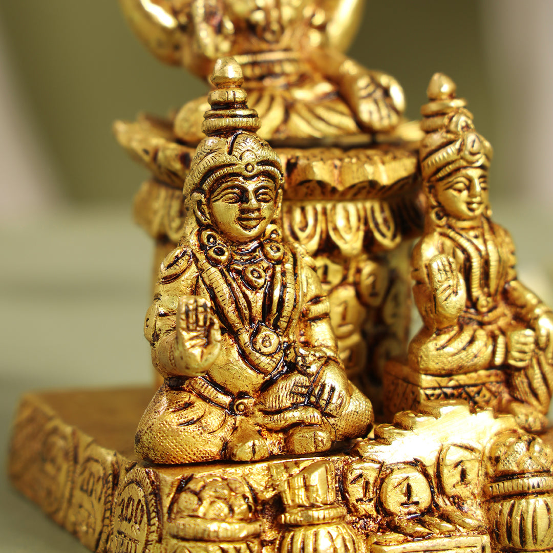 Brass Sitting Lakshmi, Kuber Statue With Chitralekha (6.2 Inch) Vedansh Craft