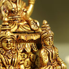 Brass Sitting Lakshmi, Kuber Statue With Chitralekha (6.2 Inch) Vedansh Craft