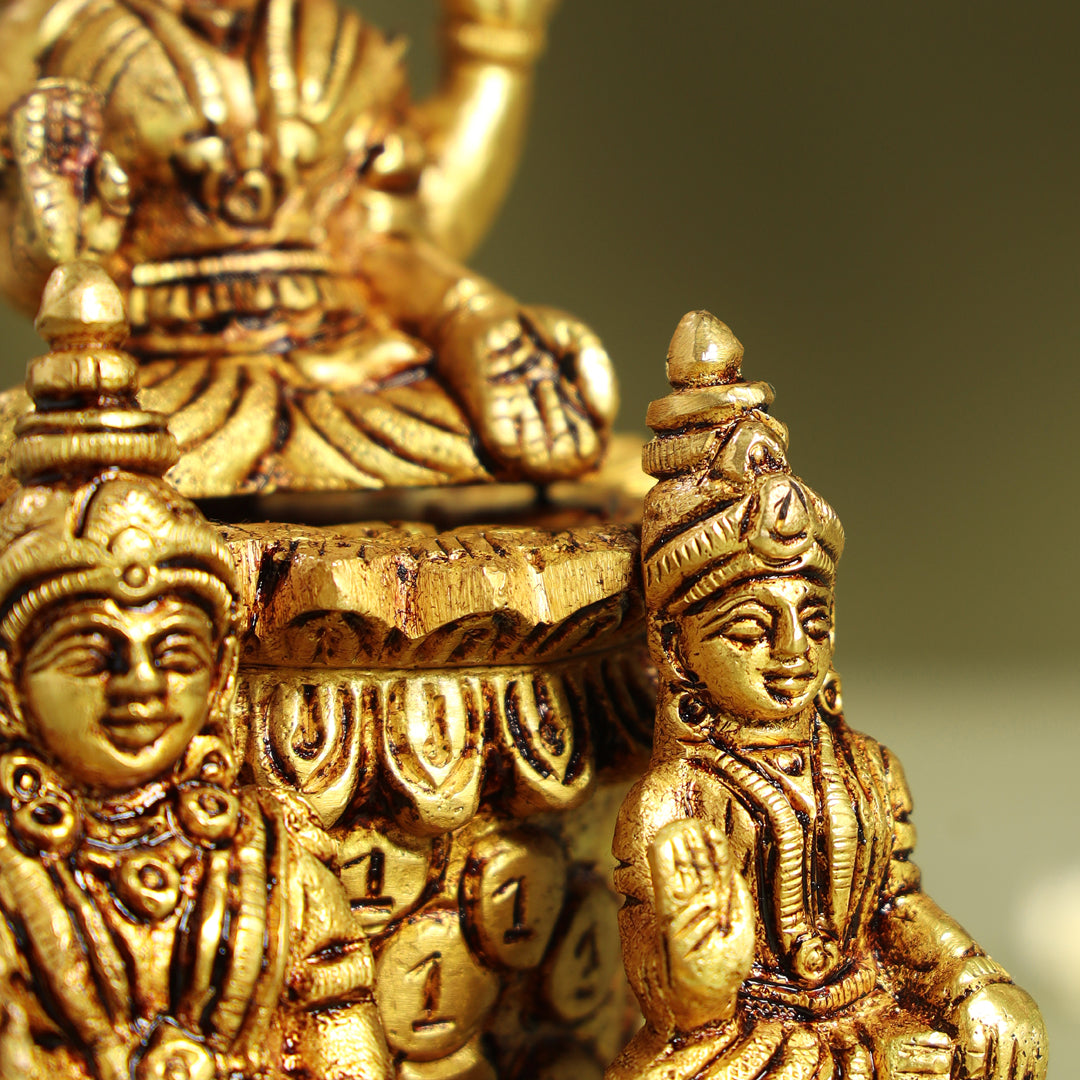 Brass Sitting Lakshmi, Kuber Statue With Chitralekha (6.2 Inch) Vedansh Craft