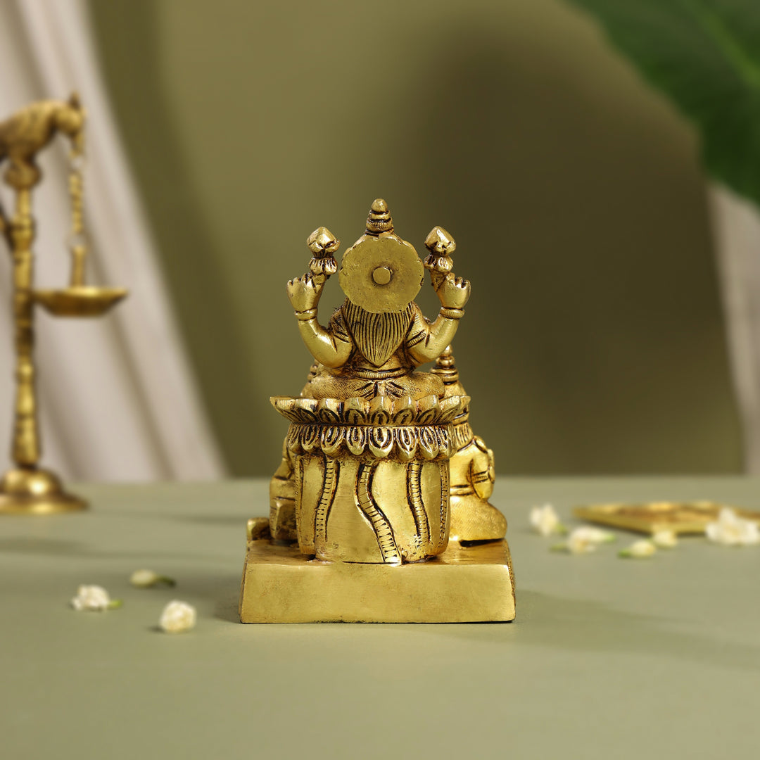 Brass Sitting Lakshmi, Kuber Statue With Chitralekha (6.2 Inch) Vedansh Craft