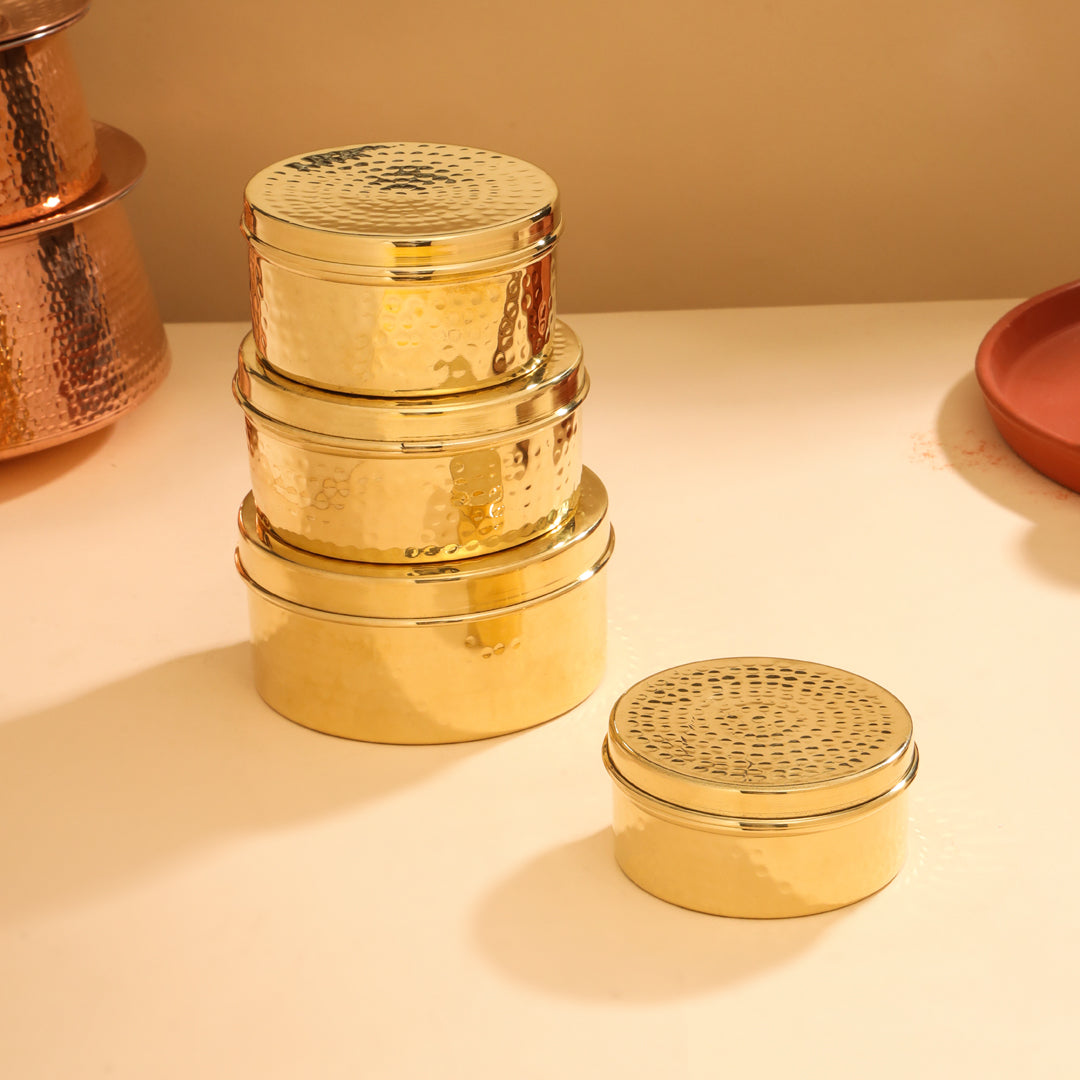 Brass Ladoo Box With Lid Vedansh Craft