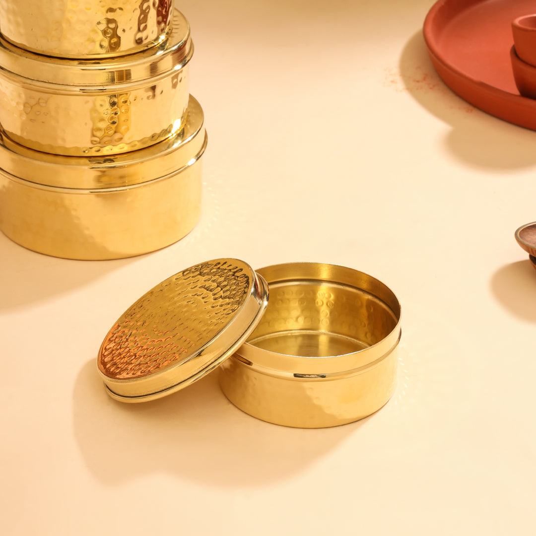 Brass Ladoo Box With Lid Vedansh Craft