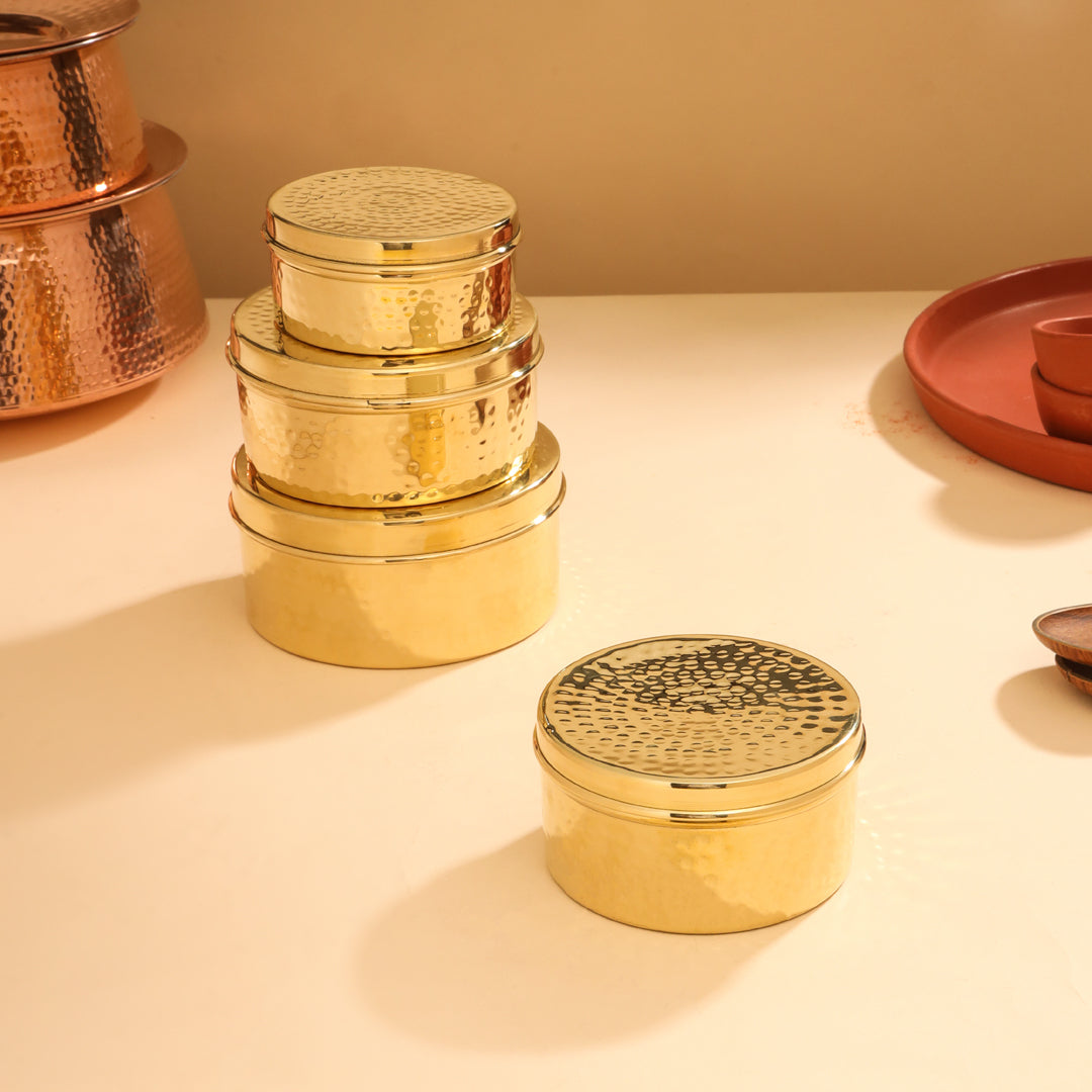 Brass Ladoo Box With Lid Vedansh Craft