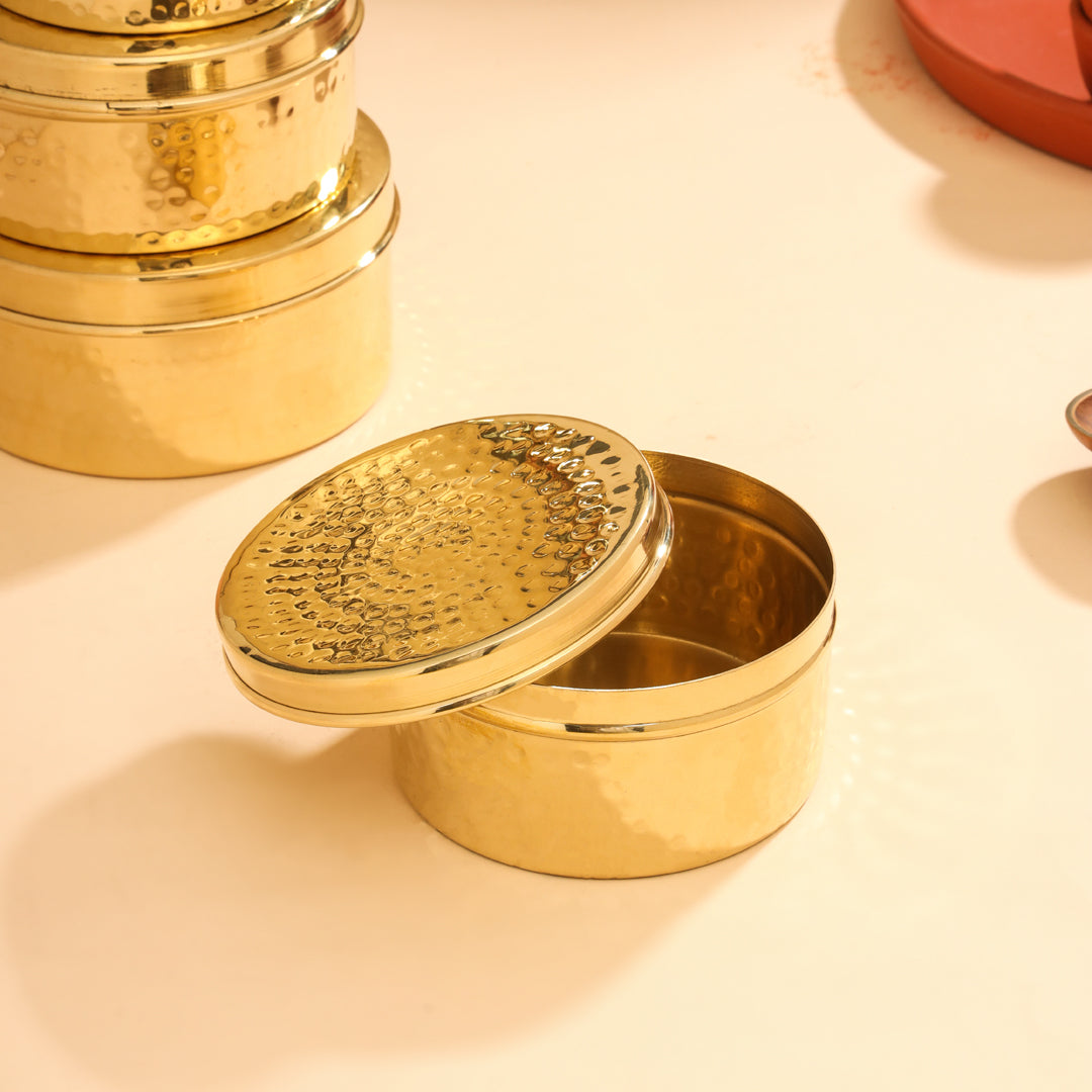 Brass Ladoo Box With Lid Vedansh Craft