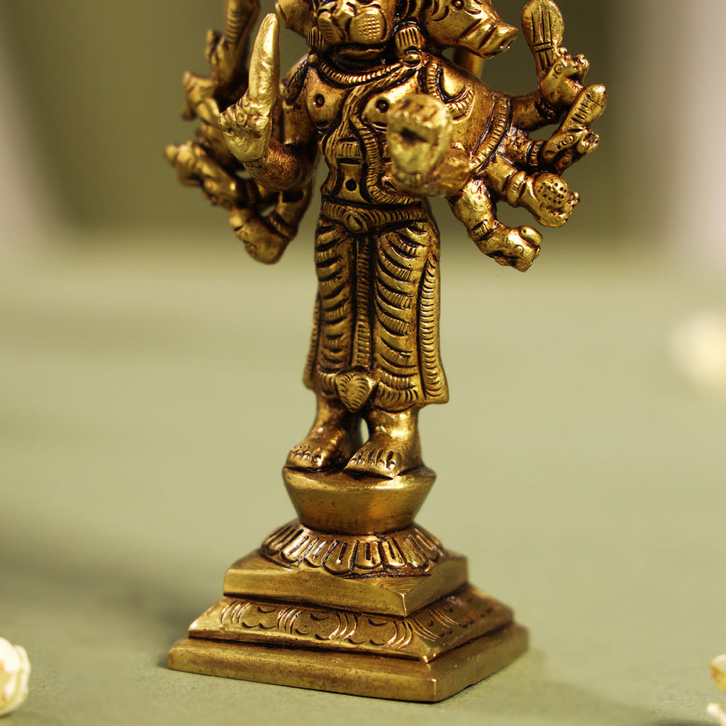 Brass Superfine Standing Panchmukhi Hanuman Idol (5.5 Inch) Vedansh Craft