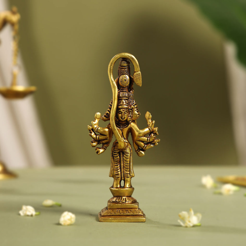 Brass Superfine Standing Panchmukhi Hanuman Idol (5.5 Inch) Vedansh Craft