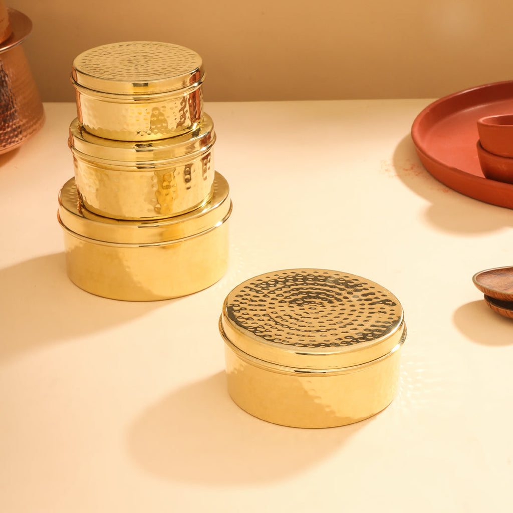 Brass Ladoo Box With Lid Vedansh Craft