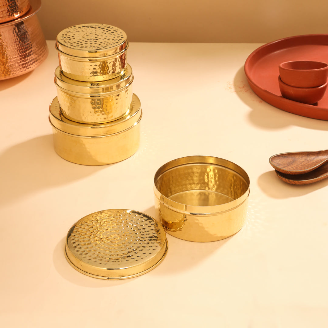 Brass Ladoo Box With Lid Vedansh Craft
