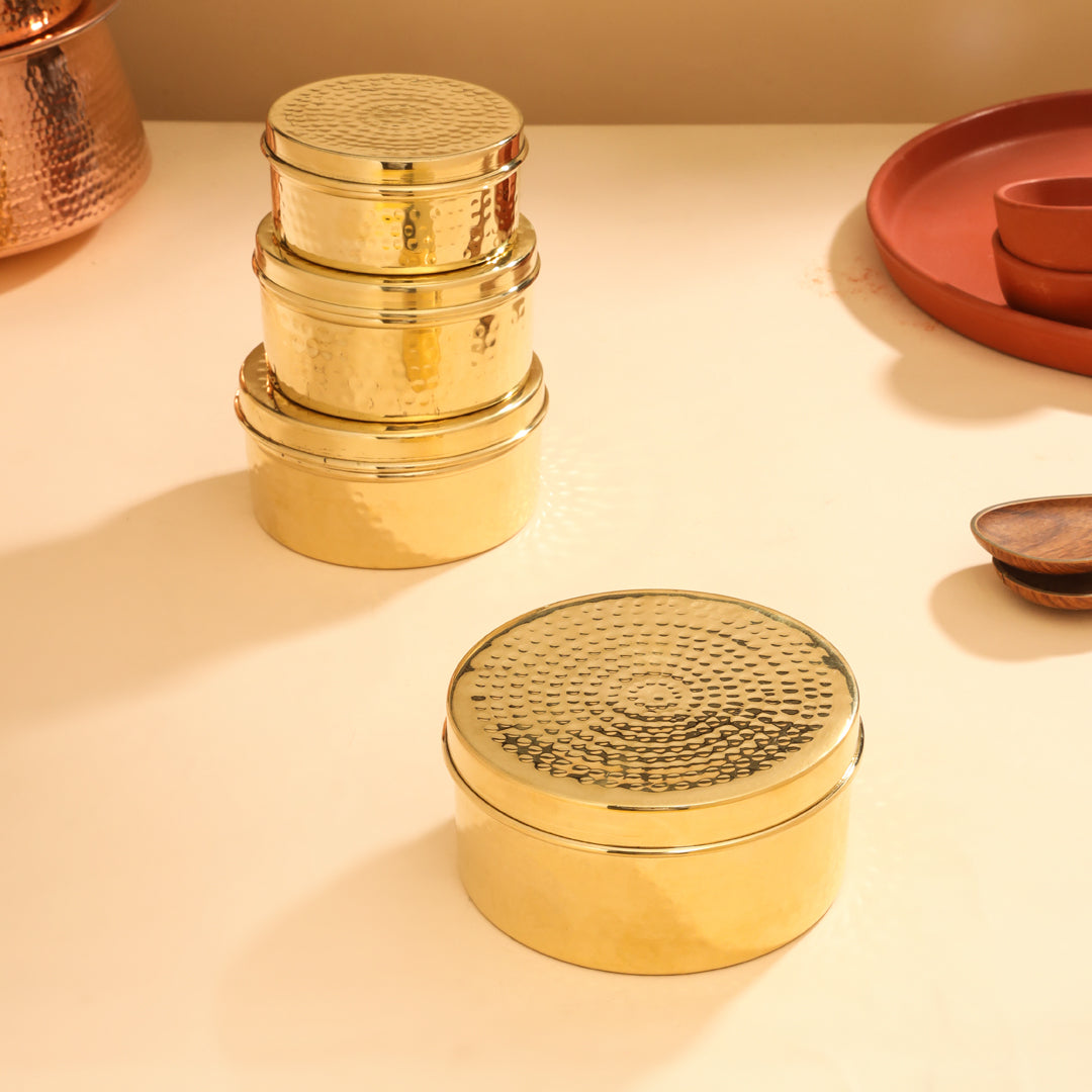 Brass Ladoo Box With Lid Vedansh Craft