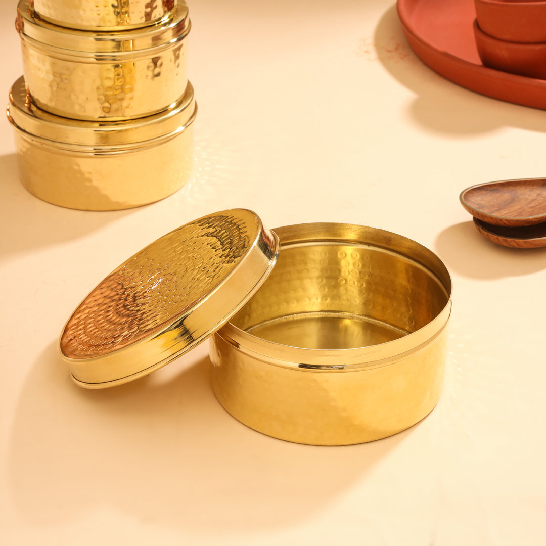 Brass Ladoo Box With Lid Vedansh Craft