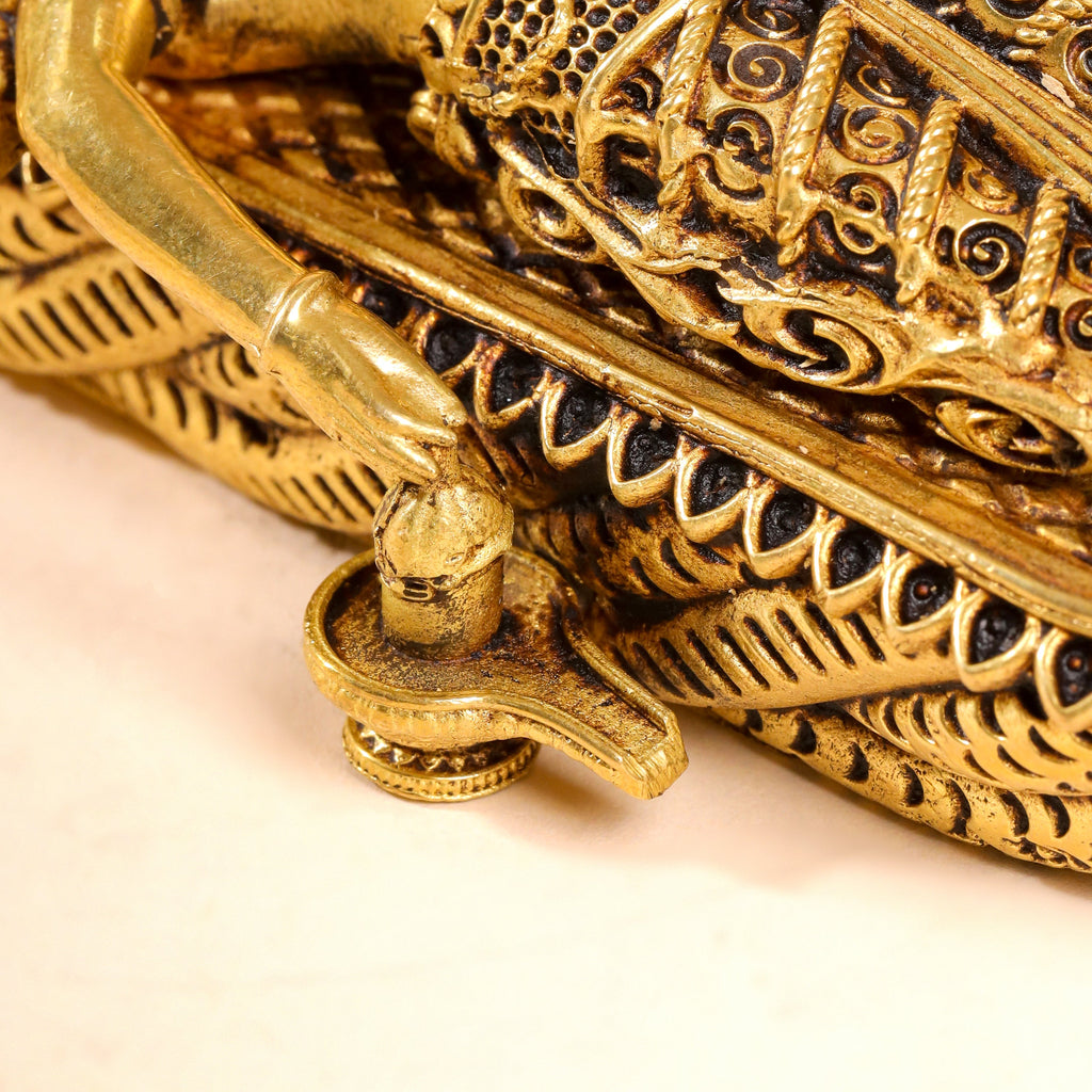 Brass Superfine Vishnu On Sheshnaag Statue (3 Inch) Vedansh Craft