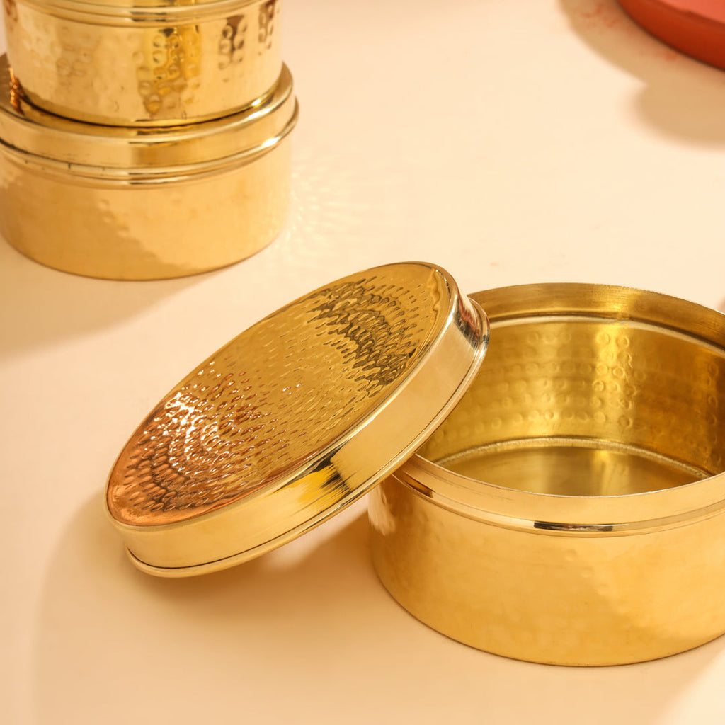 Brass Ladoo Box With Lid Vedansh Craft