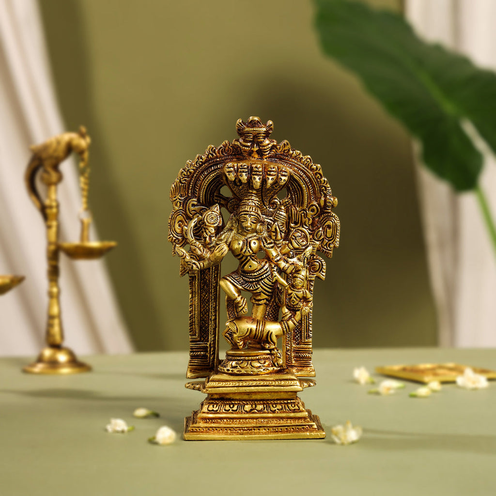 Brass Goddess Standing Mahishasura Mardini Idol (8 Inch) Vedansh Craft