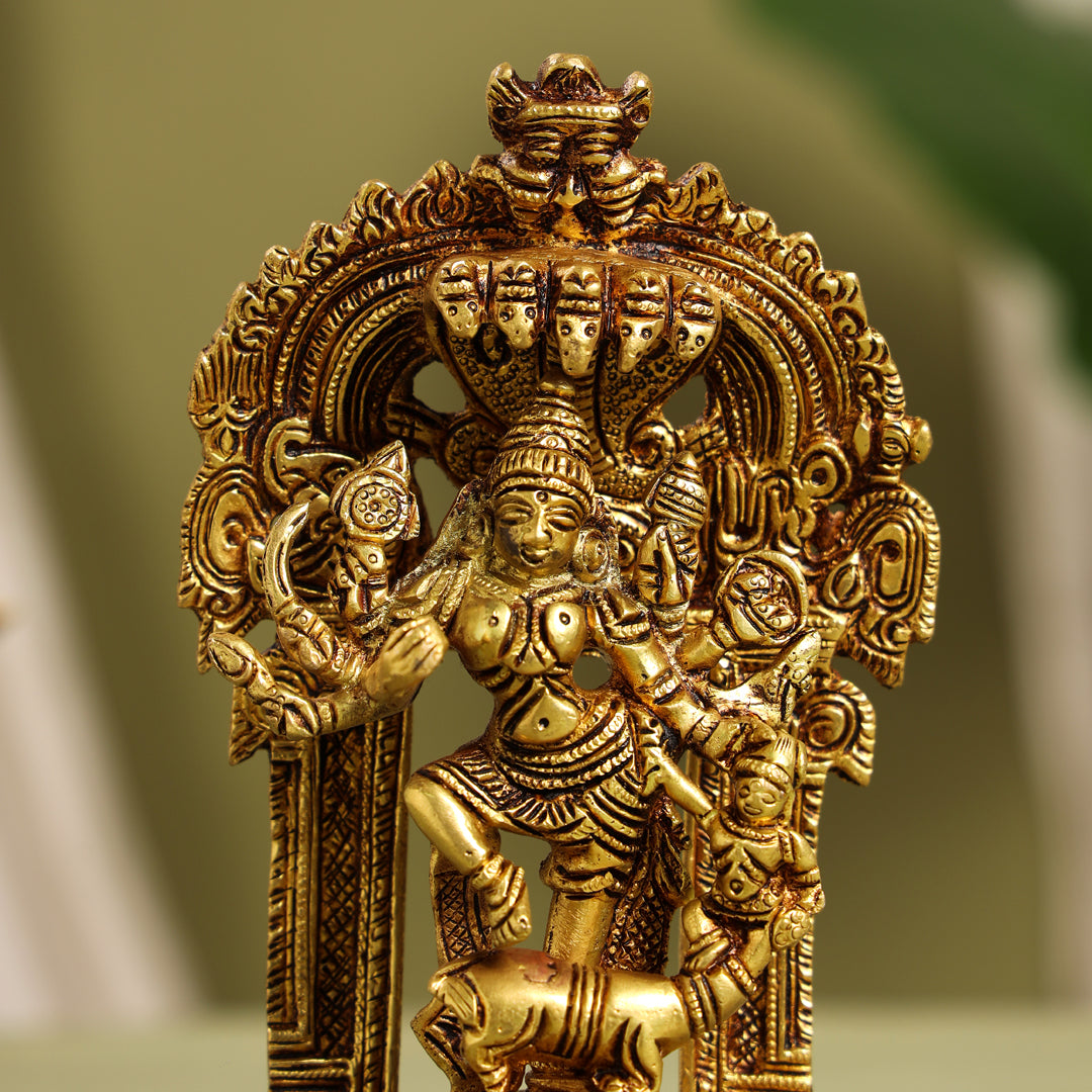 Brass Goddess Standing Mahishasura Mardini Idol (8 Inch) Vedansh Craft